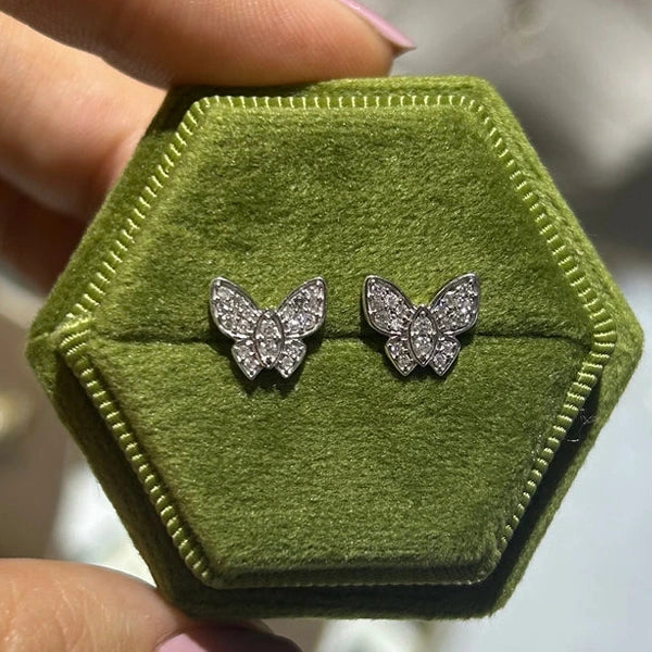 10K White Gold Petite Star Earrings